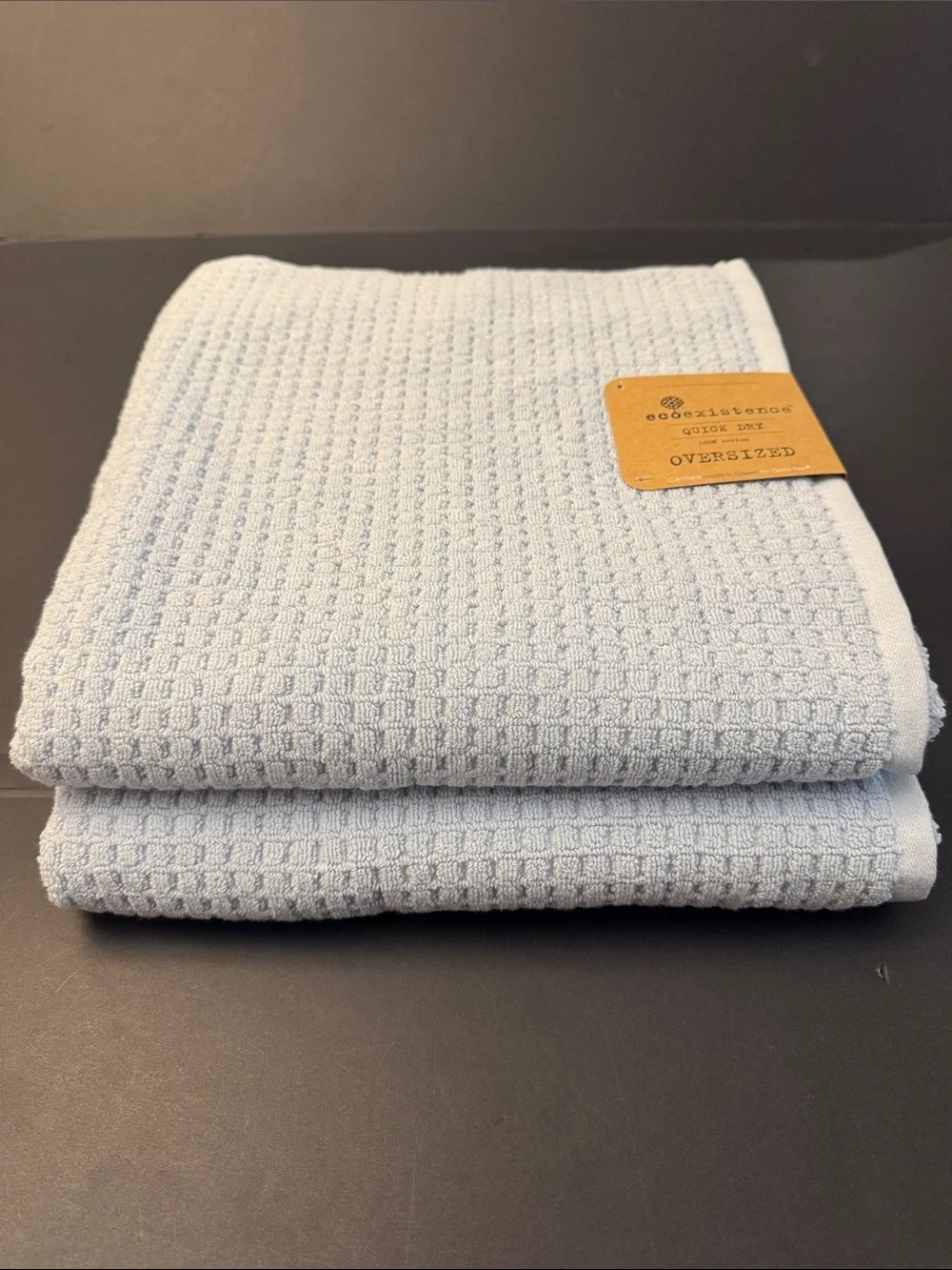 10pc ECOEXISTENCE Quick Dry 100% Cotton Oversized Bath Towel Set - Powder Blue